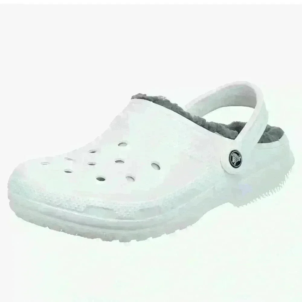 CROCS Classic Faux Fur Lined Men's Size 7 Women's 9 White Dual Comfort Clog